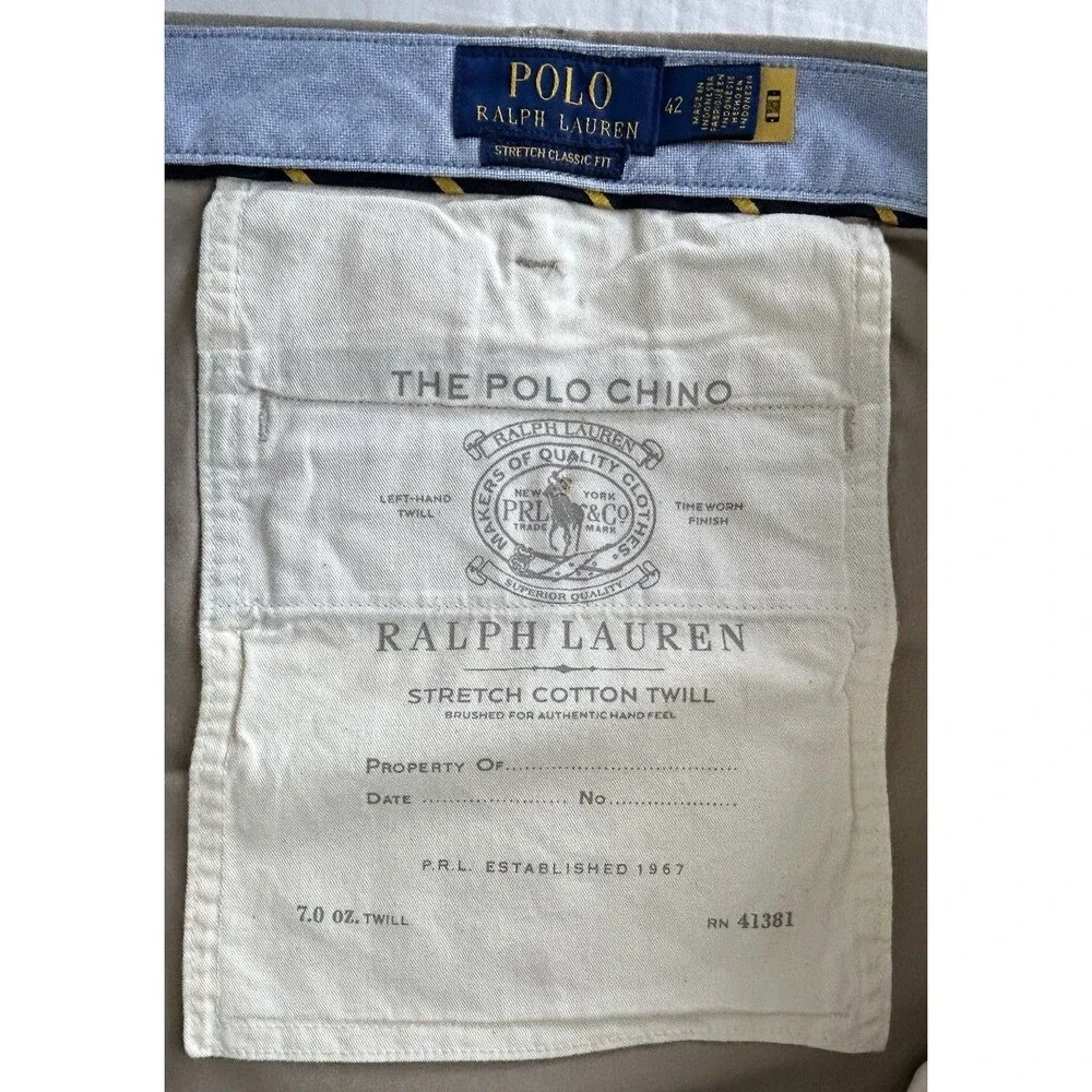 NWT Polo Ralph Lauren Stretch Classic Fit Chino Shorts Tan / Beige Size 42